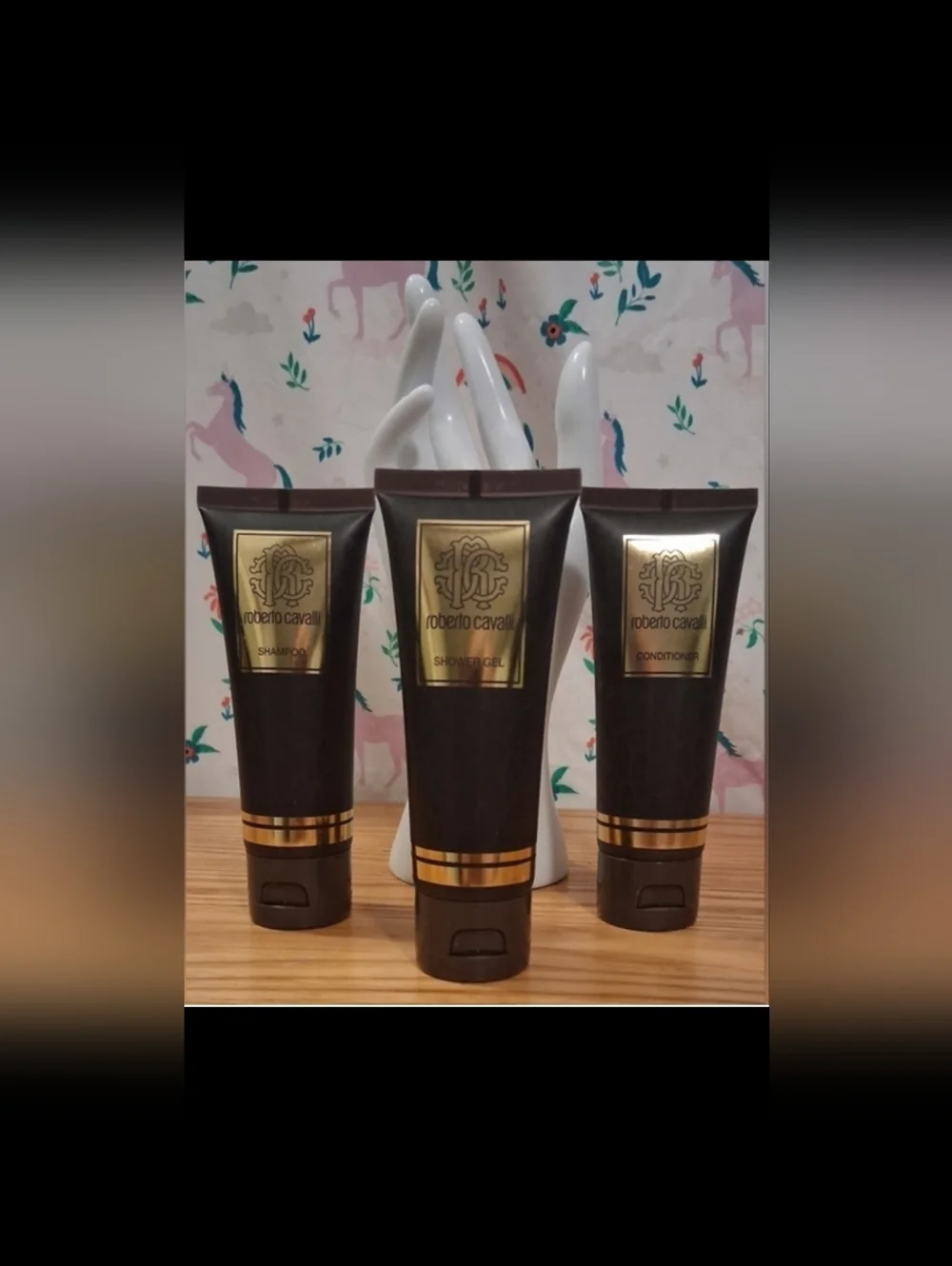 NIB Roberto Cavalli & La Bottega Exclusive White Zebra Bath Shower Trio Set 75ml